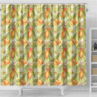 Vintage Hawaii Mango Shower Curtain Yellow Green Hawaiian Palaka