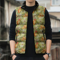Vintage Hawaii Mango Sleeveless Puffer Jacket Yellow Green Hawaiian Palaka