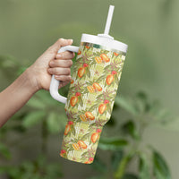 Vintage Hawaii Mango Tumbler With Handle Yellow Green Hawaiian Palaka