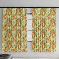 Vintage Hawaii Mango Window Curtain Yellow Green Hawaiian Palaka