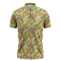 Vintage Hawaii Mango Zipper Polo Shirt Yellow Green Hawaiian Palaka