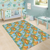 Vintage Hawaii Mango Area Rug Blue Hawaiian Palaka