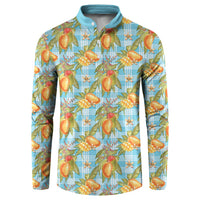 Vintage Hawaii Mango Button Sweatshirt Blue Hawaiian Palaka