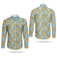 Vintage Hawaii Mango Couples Matching Long Sleeve Bodycon Dress and Long Sleeve Button Shirt Blue Hawaiian Palaka