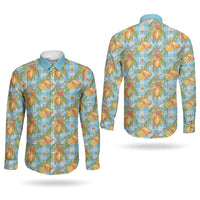 Vintage Hawaii Mango Couples Matching Short Sleeve Bodycon Dress and Long Sleeve Button Shirt Blue Hawaiian Palaka