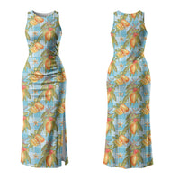Vintage Hawaii Mango Couples Matching Tank Maxi Dress and Hawaiian Shirt Blue Hawaiian Palaka