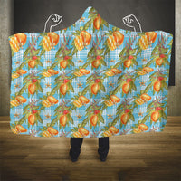 Vintage Hawaii Mango Hooded Blanket Blue Hawaiian Palaka