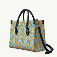 Vintage Hawaii Mango Leather Bag Blue Hawaiian Palaka
