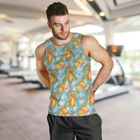 Vintage Hawaii Mango Men Tank Top Blue Hawaiian Palaka