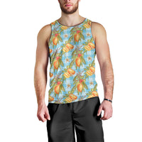 Vintage Hawaii Mango Men Tank Top Blue Hawaiian Palaka