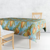 Vintage Hawaii Mango Tablecloth Blue Hawaiian Palaka