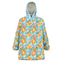 Vintage Hawaii Mango Wearable Blanket Hoodie Blue Hawaiian Palaka