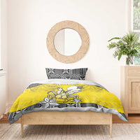 Happy Niue Constitution Day Bedding Set Niuean Crab Hiapo Pattern Yellow Version