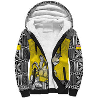 Personalised Happy Niue Constitution Day Sherpa Hoodie Niuean Crab Hiapo Pattern Yellow Version