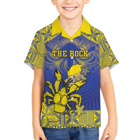 Personalised Niue The Rock Family Matching Long Sleeve Bodycon Dress and Hawaiian Shirt Niuean Crab Hiapo Pattern Blue Version