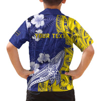 Personalised Nauru 92nd Anniversary Of Angam Family Matching Off Shoulder Short Dress and Hawaiian Shirt Polynesian Whale Pattern