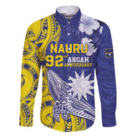 Personalised Nauru 92nd Anniversary Of Angam Family Matching Short Sleeve Bodycon Dress and Hawaiian Shirt Polynesian Whale Pattern