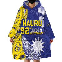 Personalised Nauru 92nd Anniversary Of Angam Wearable Blanket Hoodie Polynesian Whale Pattern