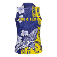 Personalised Nauru 92nd Anniversary Of Angam Women Sleeveless Polo Shirt Polynesian Whale Pattern LT05 - Polynesian Pride