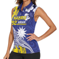 Personalised Nauru 92nd Anniversary Of Angam Women Sleeveless Polo Shirt Polynesian Whale Pattern LT05 - Polynesian Pride