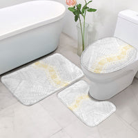 Niue White Sunday Bathroom Set Niuean Hiapo With Puakenikeni Lei