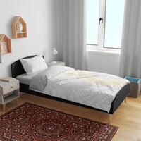 Niue White Sunday Bedding Set Niuean Hiapo With Puakenikeni Lei