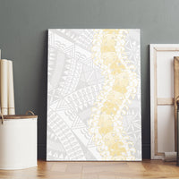 Niue White Sunday Canvas Wall Art Niuean Hiapo With Puakenikeni Lei