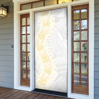 Niue White Sunday Door Cover Niuean Hiapo With Puakenikeni Lei