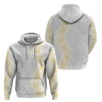 Niue White Sunday Hoodie Niuean Hiapo With Puakenikeni Lei