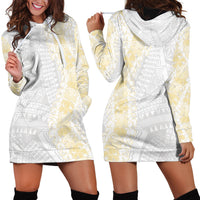 Niue White Sunday Hoodie Dress Niuean Hiapo With Puakenikeni Lei