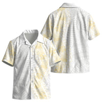 Niue White Sunday Kid Hawaiian Shirt Niuean Hiapo With Puakenikeni Lei