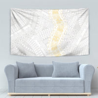 Niue White Sunday Tapestry Niuean Hiapo With Puakenikeni Lei