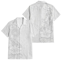 American Samoa White Sunday Family Matching Long Sleeve Bodycon Dress and Hawaiian Shirt Polynesian Pattern With Tropical Flowers