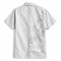 American Samoa White Sunday Hawaiian Shirt Polynesian Pattern With Tropical Flowers