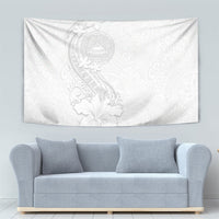 American Samoa White Sunday Tapestry Polynesian Pattern With Tropical Flowers