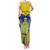 Personalized Niue Constitution Day Family Matching Tank Maxi Dress and Hawaiian Shirt Coat Of Arms Niuean Hiapo Pattern LT05 Mom's Dress Yellow - Polynesian Pride