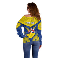 personalized-niue-constitution-day-off-shoulder-sweater-coat-of-arms-niuean-hiapo-pattern