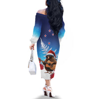 New Zealand Kiwi Christmas Family Matching Off The Shoulder Long Sleeve Dress and Hawaiian Shirt Xmas Vibe