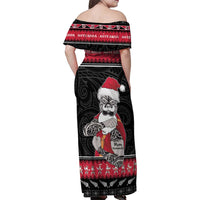 New Zealand Santa Tiki Christmas Family Matching Off Shoulder Maxi Dress and Hawaiian Shirt Meri Kirihimete