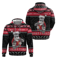 New Zealand Santa Tiki Christmas Hoodie Meri Kirihimete