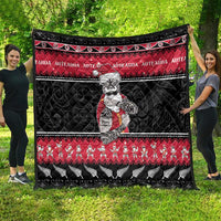New Zealand Santa Tiki Christmas Quilt Meri Kirihimete