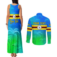 Personalised Solomon Islands Choiseul Province Day Couples Matching Tank Maxi Dress and Long Sleeve Button Shirt Sea Turtle Tribal Pattern LT05 - Polynesian Pride