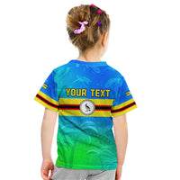 Personalised Solomon Islands Choiseul Province Day Kid T Shirt Sea Turtle Tribal Pattern LT05 - Polynesian Pride