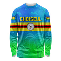 Personalised Solomon Islands Choiseul Province Day Long Sleeve Shirt Sea Turtle Tribal Pattern LT05 Unisex Blue - Polynesian Pride