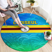 Solomon Islands Choiseul Province Day Round Carpet Sea Turtle Tribal Pattern LT05 - Polynesian Pride