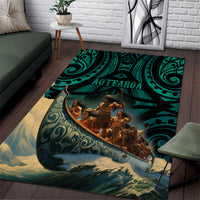 New Zealand Tamaki Herenga Waka Festival Area Rug Maori Pattern LT05 Dark Turquoise - Polynesian Pride