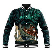 Personalised New Zealand Tamaki Herenga Waka Festival Baseball Jacket Maori Pattern LT05 Unisex Dark Turquoise - Polynesian Pride
