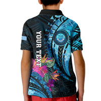 Personalised FSM Culture Day Kid Polo Shirt Tropical Flowers Tribal Pattern LT05 - Polynesian Pride