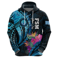 Personalised FSM Culture Day Zip Hoodie Tropical Flowers Tribal Pattern LT05 - Polynesian Pride
