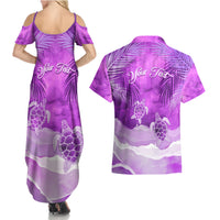 Personalised Pasifika Festival Couples Matching Summer Maxi Dress and Hawaiian Shirt Violet Tropical Turtle LT05 - Polynesian Pride